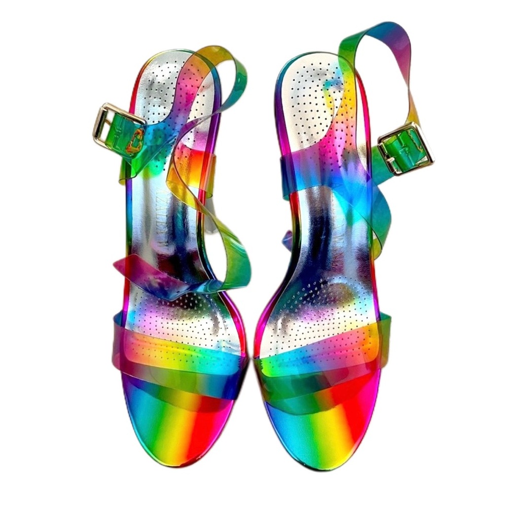 Azalea Wang Rainbow Croix Clear Platform Heels - Picture 4 of 12